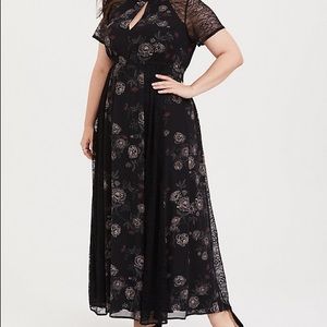 TORRID Black Floral Chiffon Lace Maxi Dress